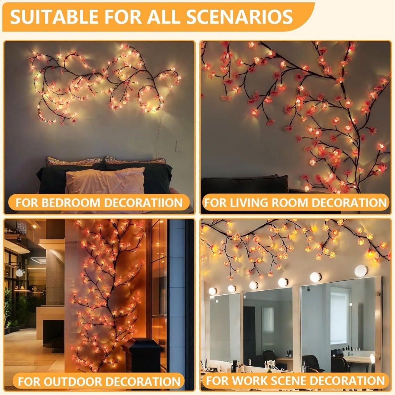 Cherry LED Tree Branch Lights for Home and Room Décor