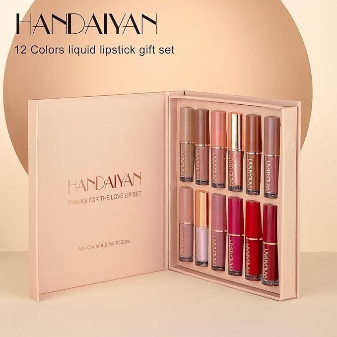 💋 Velvet Matte Liquid Lipstick Set – 12 Shades of Iconic Beauty