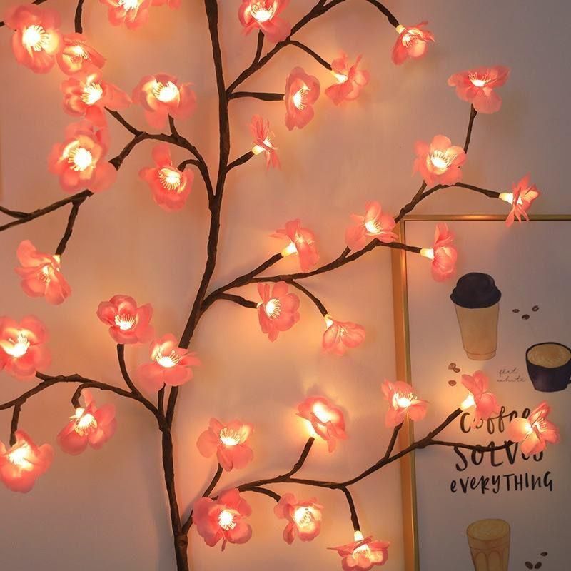 Portable Cherry LED Tree Branch Lamp for Indoor Wall and Table Decoration