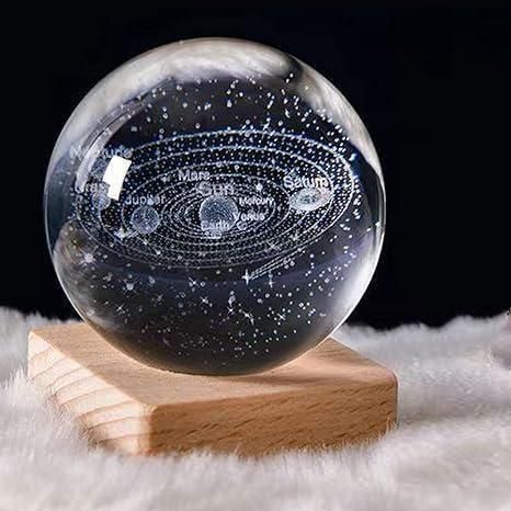 Crystal ball Lamp Laser Engraved Solar System Globe Astronomy Birthday Gift Home Desktop Decoration