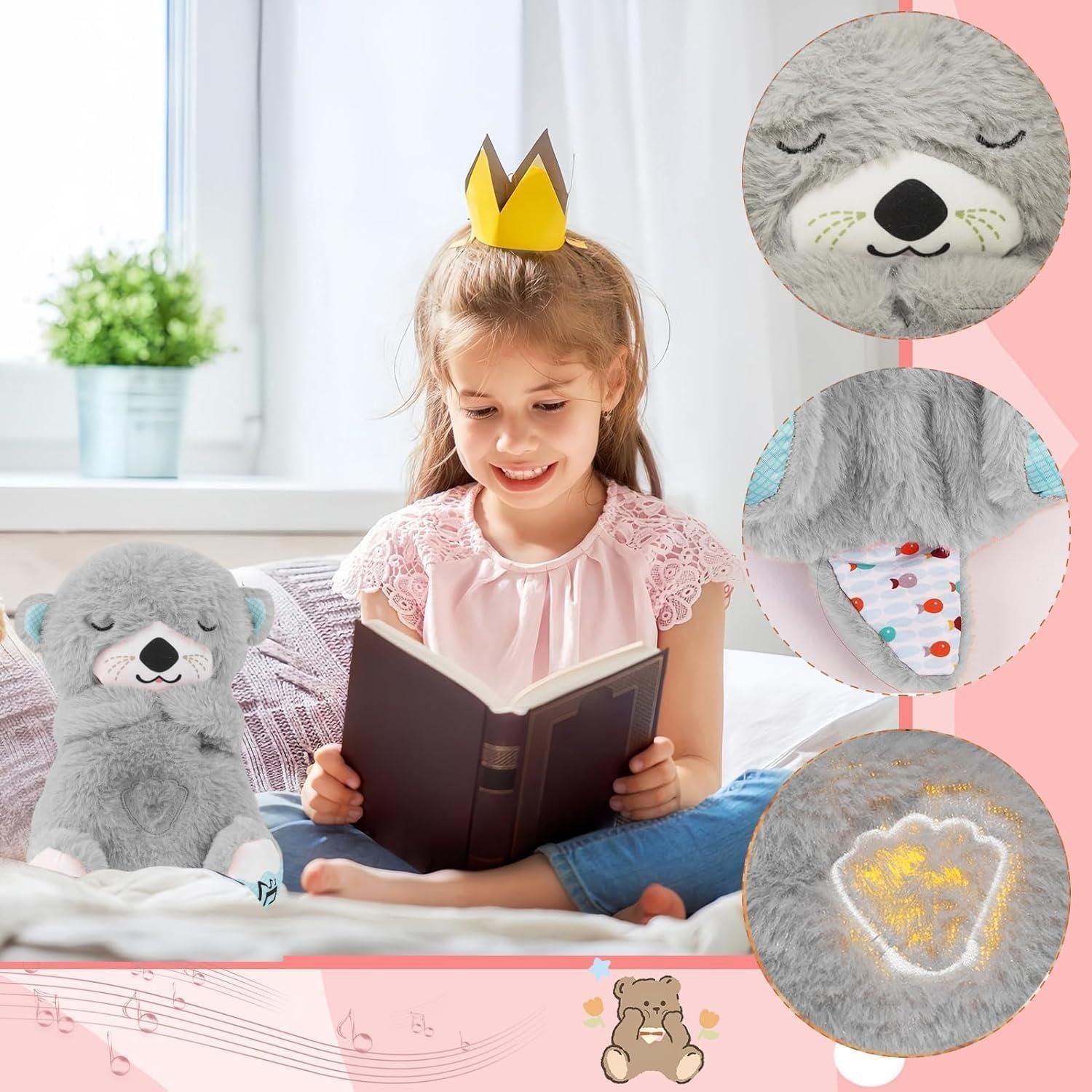 Soothing stuffed bear toy for bedtime comfort
