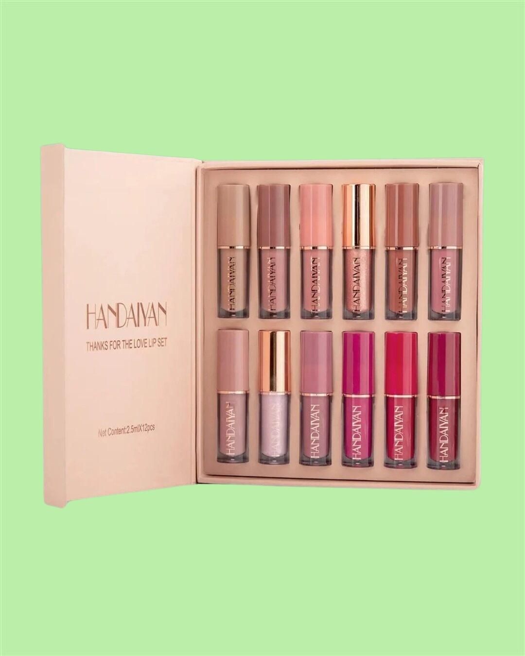 12-in-1 liquid lipstick kit with rich pigmentation and soft matte finish