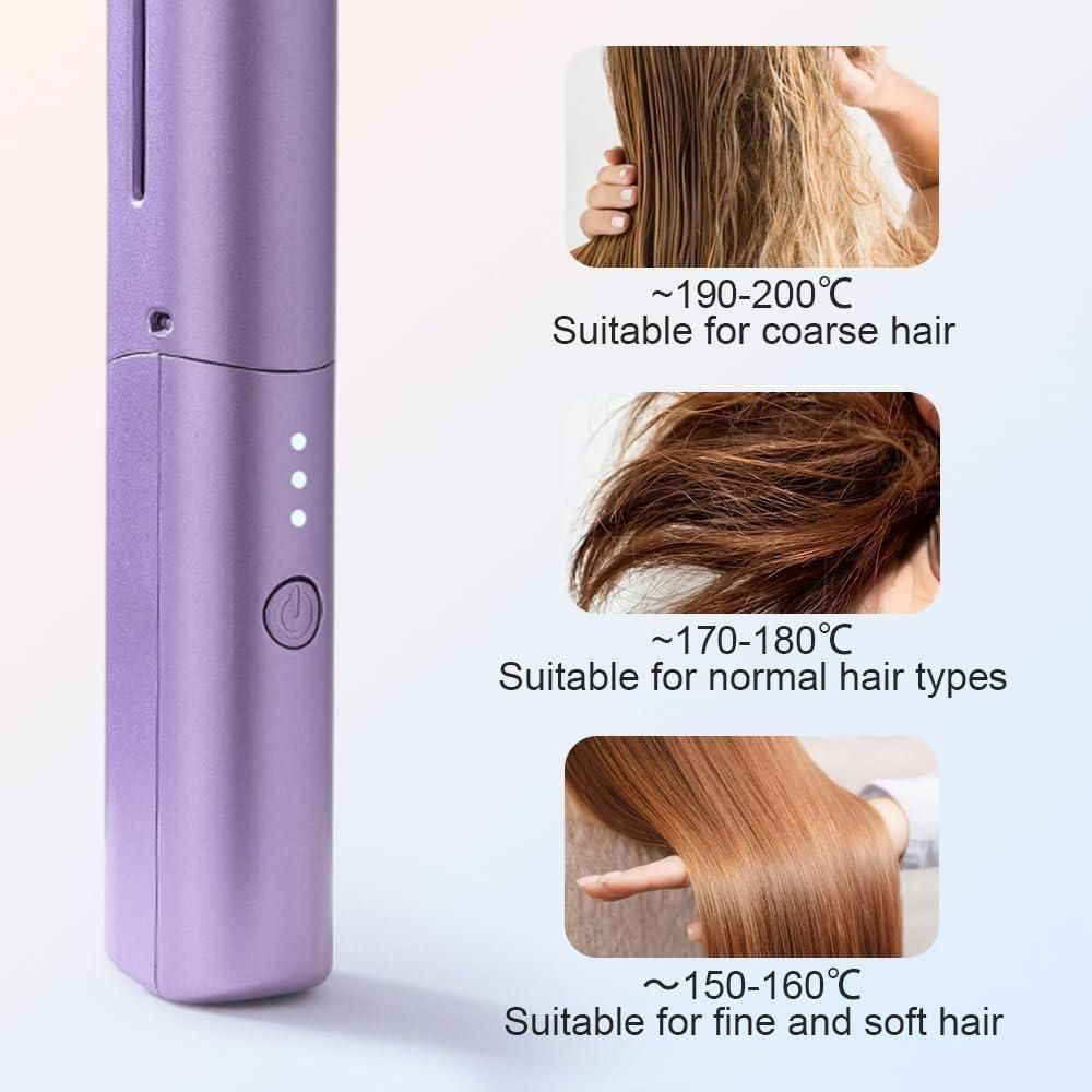 Meneflix Portable Mini Hair Straightener Cordless Rechargeable Mini Adj koustable Hair Straightener Hot Comb