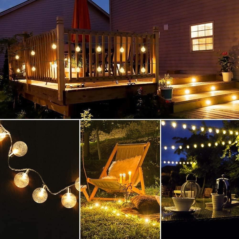 16 LED Crystal Balls String Lights in yellow, perfect for Diwali, Christmas, weddings, parties, and home decoration. High-brightness AC powered lights with shimmery crystal glass balls, portable and safe for indoor and outdoor use, 3-meter string, 16 LEDs, warm glow, magical ambiance.
