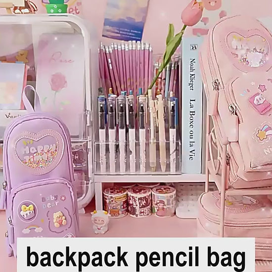 Pencil pouch with zipper for pens and markers  
Open pencil pouch showing multiple stationery items  
Compact pencil case placed on study desk  
Zippered stationery bag in pastel color  
Portable pencil pouch ideal for school and office  
High-capacity pencil pouch with organized layout  
